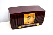 Load image into Gallery viewer, Elegant Brown Marbled 1955 General Electric Model 551 Vintage AM Clock Radio Popular Model! Sounds Great! - [product_type} - General Electric - Retro Radio Farm