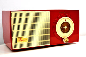 Rally Red and White 1955 General Electric Model 471 AM Tube Radio Real Charmer! - [product_type} - General Electric - Retro Radio Farm