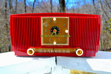 Load image into Gallery viewer, SOLD! - Aug 3, 2018 - BLUETOOTH MP3 Ready - CRIMSON RED Mid Century 1954 General Electric Model 548PH Tube AM Clock Radio Looks Great! - [product_type} - General Electric - Retro Radio Farm