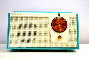 Belair Blue and White 1955 Zenith Model F510 AM Vacuum Tube Radio Excellent Condition! - [product_type} - Zenith - Retro Radio Farm