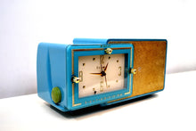 Load image into Gallery viewer, SOLD! - Aug 28, 2019 - Turquoise and Gold 1959 Bulova Model 100 AM Antique Clock Radio Simply Fabulous! - [product_type} - Bulova - Retro Radio Farm
