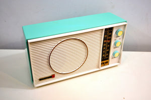 Ocean Breeze Turquoise and White 1963 Olympic Model AFM-20 Tube AM FM Radio Sounds Heavenly! - [product_type} - Olympic - Retro Radio Farm