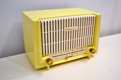 Lemon Yellow 1955 Granco Model 7TAF AM/FM Tube Antique Radio Extremely Rare and Sounds Great!