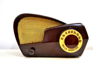 Boomerang Brown Bakelite 1949 Philco NModel 49-501 AM Vacuum Tube Radio Jawdropper! - [product_type} - Philco - Retro Radio Farm