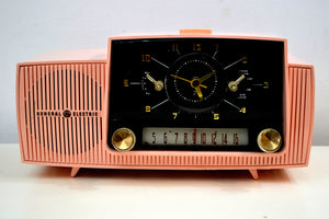 Rose Pink 1959 General Electric Model C-4340 Vacuum Tube AM Clock Radio Mid Century Splendor! - [product_type} - General Electric - Retro Radio Farm
