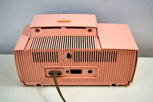 Rose Pink 1959 General Electric Model C-4340 Vacuum Tube AM Clock Radio Mid Century Splendor! - [product_type} - General Electric - Retro Radio Farm