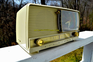 SOLD! - July 28, 2018 - ALL IVORY Mid Century Retro 1956 RCA Victor 9-C-7LE Tube AM Clock Radio Totally Restored and Sounds Great! - [product_type} - RCA Victor - Retro Radio Farm