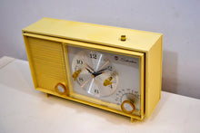 Load image into Gallery viewer, Custard Yellow 1962 Silvertone Model 3037 AM Vacuum Tube Clock Radio Sounds Fantastic! - [product_type} - Silvertone - Retro Radio Farm