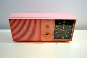 SOLD! - Apr 30, 2019 - Petal Pink 1960s Emerson Lifetimer I Tube AM Clock Radio Mid Century Beauty! - [product_type} - Emerson - Retro Radio Farm