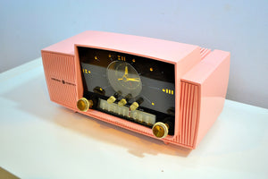 SOLD! - May 25, 2019 - Rose Pink 1959 General Electric Model C-4340  Tube AM Clock Radio Cream Puff! - [product_type} - General Electric - Retro Radio Farm