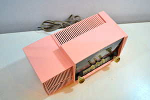 SOLD! - May 25, 2019 - Rose Pink 1959 General Electric Model C-4340  Tube AM Clock Radio Cream Puff! - [product_type} - General Electric - Retro Radio Farm