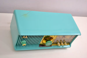 Vivid Turquoise Mid Century 1957 Motorola Model 57CC Tube AM Clock Radio Sounds Great! Looks Great! - [product_type} - Motorola - Retro Radio Farm