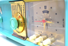 Load image into Gallery viewer, Vivid Turquoise Mid Century 1957 Motorola Model 57CC Tube AM Clock Radio Sounds Great! Looks Great! - [product_type} - Motorola - Retro Radio Farm