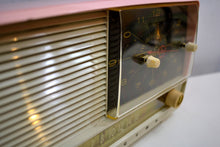 Load image into Gallery viewer, Powder Pink and White 1956 RCA Victor 8-C-7FE Vintage Tube AM Clock Radio Works Great! - [product_type} - RCA Victor - Retro Radio Farm
