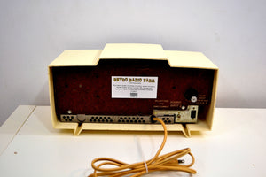 Fleetwood Ivory and Gold 1955 General Electric Model 920 Vacuum Tube AM Clock Radio Higher End Model! - [product_type} - General Electric - Retro Radio Farm