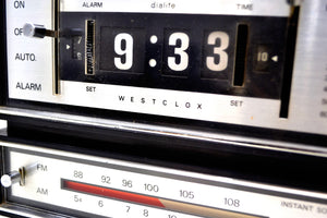 Genuine Faux Wood Grain 1974 Westclox AM/FM Solid State Clock Radio Alarm Rare Film Strip Model! - [product_type} - Westclox - Retro Radio Farm