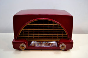 SOLD! - May 14, 2019 - Cranberry Red 1952 Philco Model 52-542 Transitone Vintage AM Tube Radio Bakelite Unbelievable Sound! - [product_type} - Philco - Retro Radio Farm