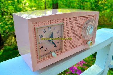 SOLD! - May 16, 2018 - PINK LADY Mid Century Retro Vintage 1959 General Electric Model C-400A AM Tube Radio Pink Clock Face!