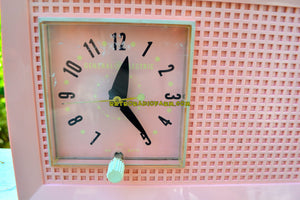 SOLD! - May 16, 2018 - PINK LADY Mid Century Retro Vintage 1959 General Electric Model C-400A AM Tube Radio Pink Clock Face! - [product_type} - General Electric - Retro Radio Farm