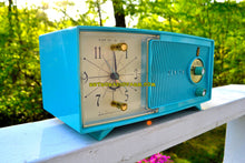 Load image into Gallery viewer, SOLD! - July 8, 2018 - BLUETOOTH MP3 UPGRADE ADDED - TURQUOISE BEAUTY Mid Century 1959 Zenith Model E514B Tube AM Clock Radio Excellent Sounding! - [product_type} - Zenith - Retro Radio Farm