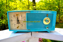 Load image into Gallery viewer, SOLD! - July 8, 2018 - BLUETOOTH MP3 UPGRADE ADDED - TURQUOISE BEAUTY Mid Century 1959 Zenith Model E514B Tube AM Clock Radio Excellent Sounding! - [product_type} - Zenith - Retro Radio Farm