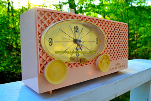 SOLD! - June 3, 2018 - BLUETOOTH MP3 UPGRADE ADDED - CLOVER PINK Vintage Atomic Age 1959 Admiral Y3354 Tube AM Radio Clock Near Mint! - [product_type} - Admiral - Retro Radio Farm