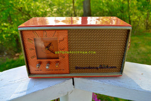 SOLD! - Oct 1, 2018 - Coral And Copper 1955 Stromberg Carlson Model C-5 Tube AM Clock Radio Rare and Exquisite! - [product_type} - Stromberg Carlson - Retro Radio Farm