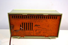 Load image into Gallery viewer, Olive Green 1955 Zenith Model F510 AM Vacuum Tube Radio Excellent Condition!