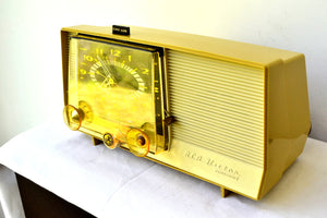 Golden Rod Yellow 1959 RCA Victor C-4EM Tube AM Clock Radio Works Great! Looks So MCM! - [product_type} - RCA Victor - Retro Radio Farm
