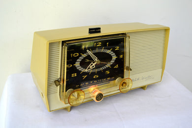 Golden Rod Yellow 1959 RCA Victor C-4EM Tube AM Clock Radio Works Great! Looks So MCM!