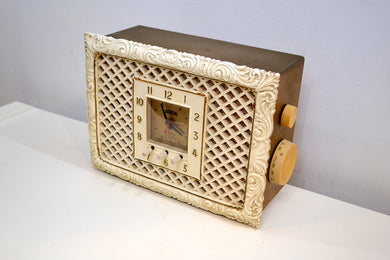 SOLD! - June 21, 2019 - Romantic Revival Louis XIV Rococo 1956 Dumont Model RA-346 Tube AM Radio Liberace Would Approve!