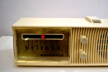 Load image into Gallery viewer, Glacier White Mid Century 1957 Motorola Model 5T27W-1 Vacuum Tube AM Radio Rare Model and Rare Color!