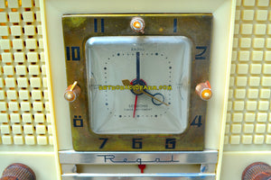 SOLD! - Nov 1, 2018 - Royal Ivory Mid Century Retro 1954 Regal Model C527L Tube AM Clock Radio Excellent Plus Condition and Sounds Great! - [product_type} - Regal - Retro Radio Farm