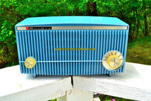 Charger l&#39;image dans la galerie, SOLD! - May 30, 2018 - BLUETOOTH MP3 Ready - SLATE BLUE 1957 Bulova Model 340 Tube AM Radio Rare Model Works Great! - [product_type} - Bulova - Retro Radio Farm
