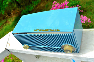 SOLD! - May 30, 2018 - BLUETOOTH MP3 Ready - SLATE BLUE 1957 Bulova Model 340 Tube AM Radio Rare Model Works Great! - [product_type} - Bulova - Retro Radio Farm