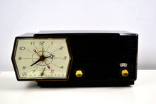 Load image into Gallery viewer, SOLD! - Aug 21, 2019 - Midnight Black RCA Victor 8-C-5E Clock Radio 1959 Tube AM Clock Radio - [product_type} - RCA Victor - Retro Radio Farm