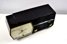 Load image into Gallery viewer, SOLD! - Aug 21, 2019 - Midnight Black RCA Victor 8-C-5E Clock Radio 1959 Tube AM Clock Radio - [product_type} - RCA Victor - Retro Radio Farm
