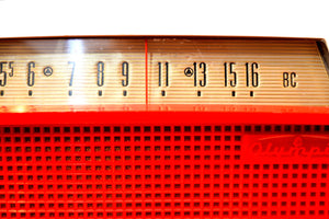 SOLD! - Oct 11, 2019 - Ranger Red and White Vintage 1956 Olympic Model 552 Tube AM Radio Totally Sick! - [product_type} - Olympic - Retro Radio Farm