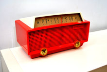 Load image into Gallery viewer, SOLD! - Oct 11, 2019 - Ranger Red and White Vintage 1956 Olympic Model 552 Tube AM Radio Totally Sick! - [product_type} - Olympic - Retro Radio Farm