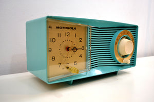エーゲ海ターコイズ 1961年 モトローラモデル C15JK25 真空管AM時計ラジオ 状態良好！