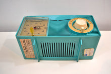 Load image into Gallery viewer, Aegean Turquoise 1961 Motorola Model C15JK25 Vacuum Tube AM Clock Radio Excellent Condition!