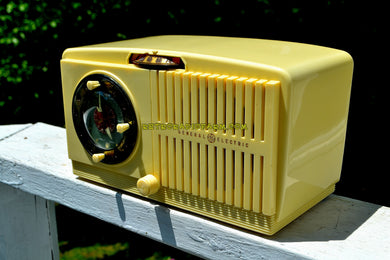SOLD! - Dec 15, 2018 - BLUETOOTH MP3 Ready - Ivory Vanilla 1948-50 General Electric Model 65 Retro AM Clock Radio Works Great!