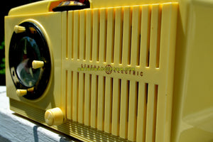 SOLD! - Dec 15, 2018 - BLUETOOTH MP3 Ready - Ivory Vanilla 1948-50 General Electric Model 65 Retro AM Clock Radio Works Great! - [product_type} - General Electric - Retro Radio Farm