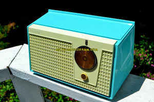 SOLD! - July 14, 2018 - BLUETOOTH MP3 UPGRADE ADDED - BELAIR BLUE AND WHITE 1955 Zenith Model F510 AM Tube Radio Excellent Condition!