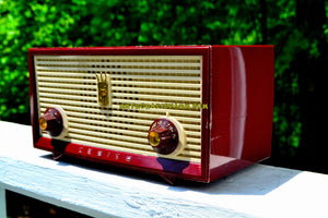 SOLD! - Nov 23, 2018 - Burgundy Retro Vintage 1957 Zenith A508R AM Tube Radio Loud and Clear Sounding! - [product_type} - Zenith - Retro Radio Farm