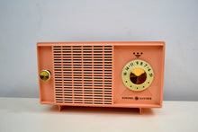 Load image into Gallery viewer, Carnation Pink 1961 General Electric Model T125A AM Vintage Radio Mid Century Retro Wonder!