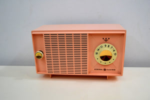 Carnation Pink 1961 General Electric Model T125A AM Vintage Radio Mid Century Retro Wonder!