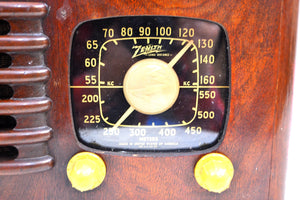 Mahogany Brown Wood 1941 Zenith Model 6-D-525 AM Vacuum Tube Radio Super Performer!