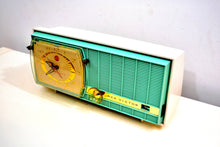 Load image into Gallery viewer, Turquoise and White Retro Jetsons Vintage 1957 RCA Victor Model C-3HE AM Vacuum Tube Radio