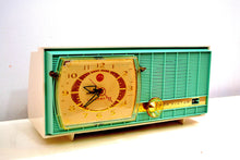 Load image into Gallery viewer, Turquoise and White Retro Jetsons Vintage 1957 RCA Victor Model C-3HE AM Vacuum Tube Radio